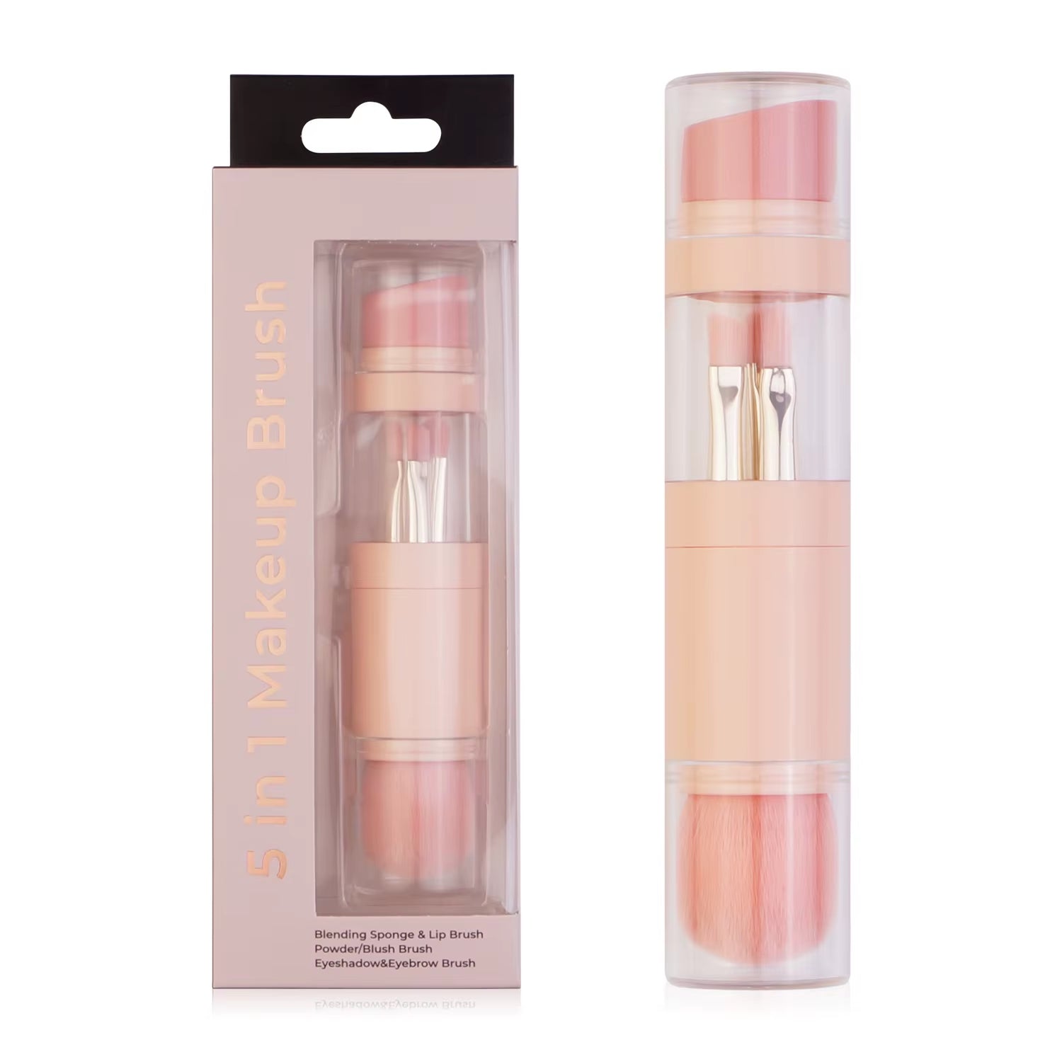 5-in-1 Retractable Makeup Brush Set – Foundation, Eyes, Lips, Powder