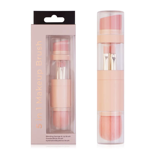 5-in-1 Retractable Makeup Brush Set – Foundation, Eyes, Lips, Powder