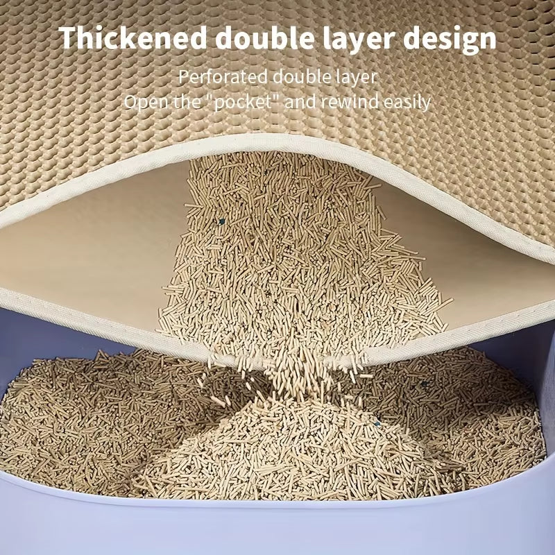 Revolutionary Large Cat Litter Mat - Advanced Honeycomb Design for Effortless Clean-Up and Ultimate Scatter Control
