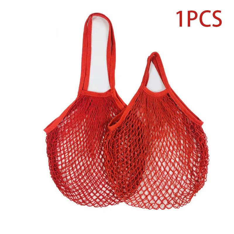 Handheld Foldable Cotton Mesh Bag – Reusable Fruit & Grocery Tote