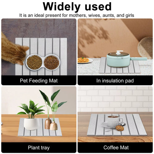 2 Colors Foldable Stone Dish Drying Mat Diatomite Tableware Pads Non-Slip Reusable Dish Drainer Mat Kitchen Accessories 40X30 Cm