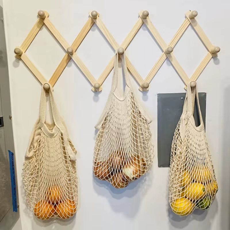 Handheld Foldable Cotton Mesh Bag – Reusable Fruit & Grocery Tote