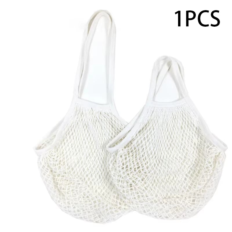 Handheld Foldable Cotton Mesh Bag – Reusable Fruit & Grocery Tote