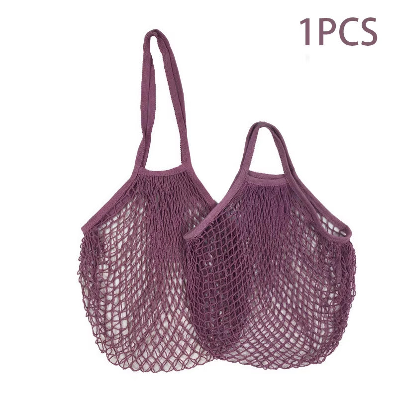 Handheld Foldable Cotton Mesh Bag – Reusable Fruit & Grocery Tote