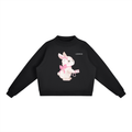 Women’s Essential Fleece Mock-Neck Sweatshirt – Cropped Bunny Graphic