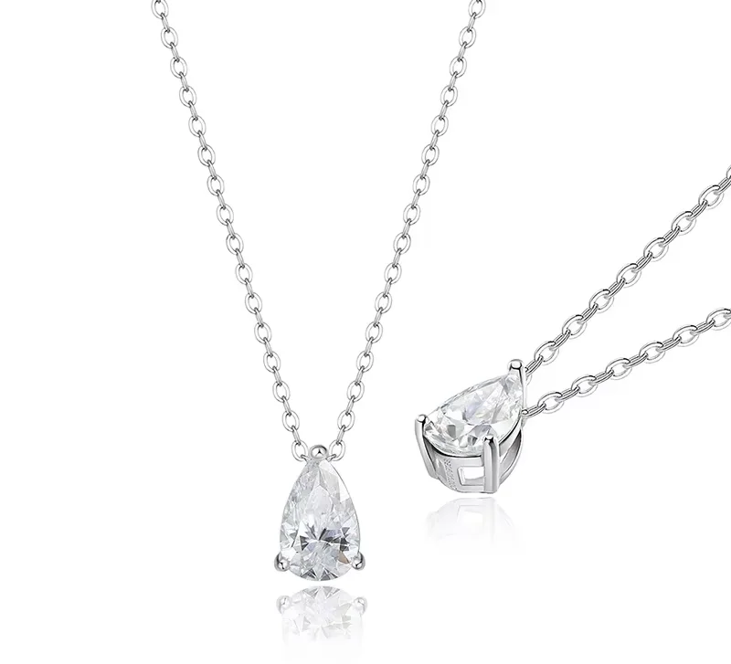 Pear Cut 1–4CT  Moissanite Necklace – 18K Gold Plated S925 Silver Pendant