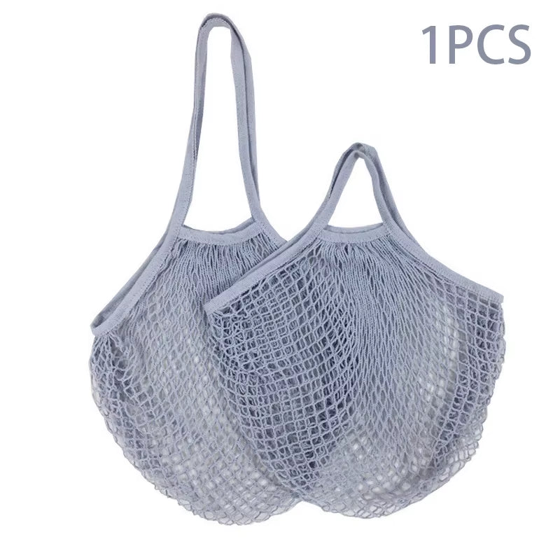 Handheld Foldable Cotton Mesh Bag – Reusable Fruit & Grocery Tote