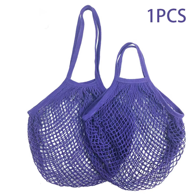 Handheld Foldable Cotton Mesh Bag – Reusable Fruit & Grocery Tote