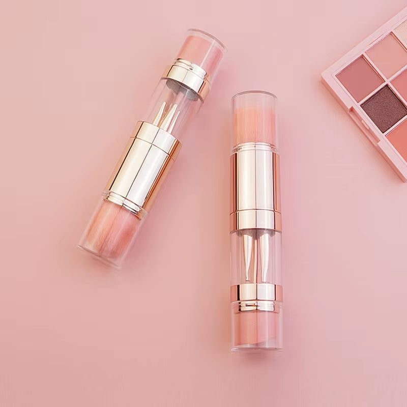 5-in-1 Retractable Makeup Brush Set – Foundation, Eyes, Lips, Powder