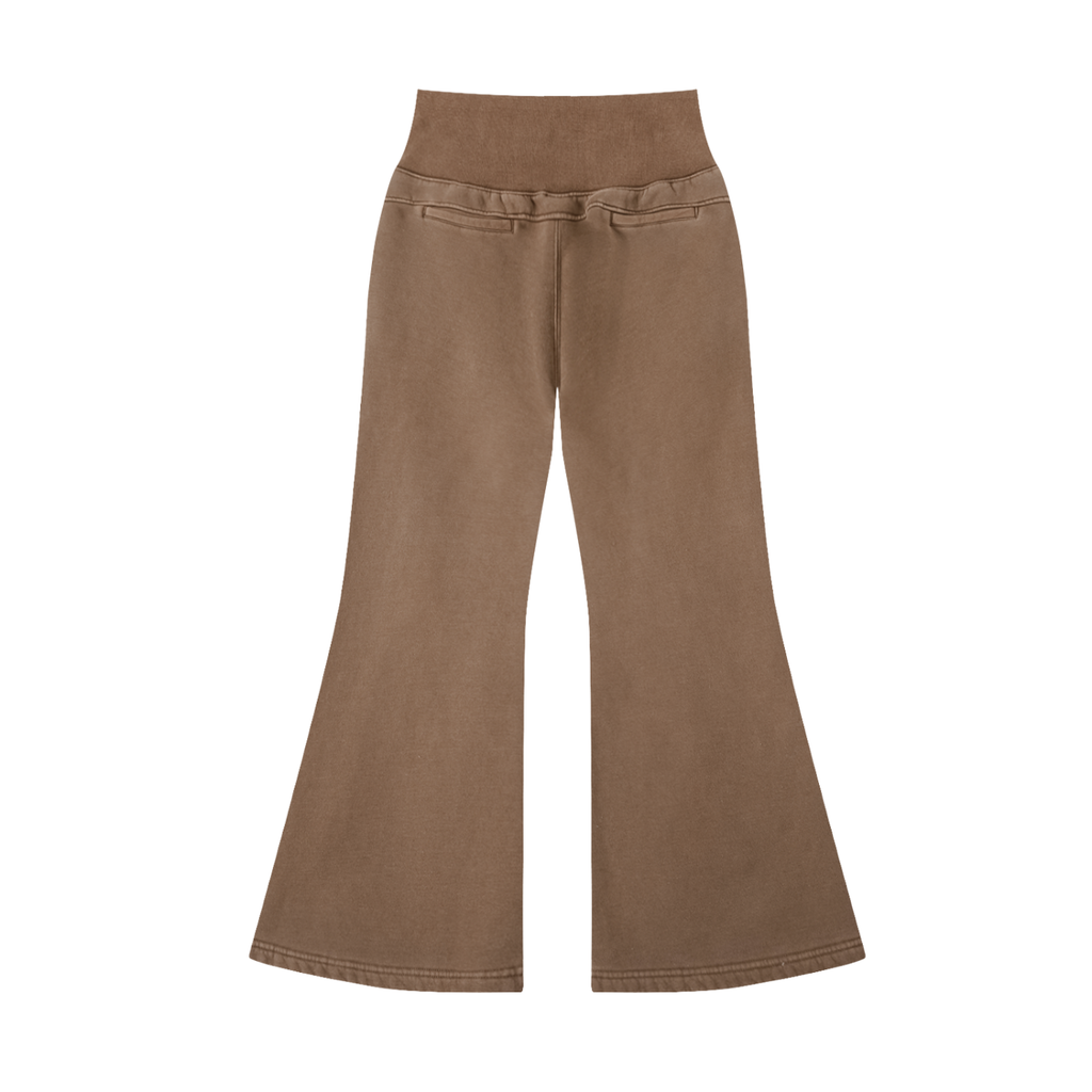 Vintage Washed Flared Fleece Pants for Women | Mid-Waist Streetwear