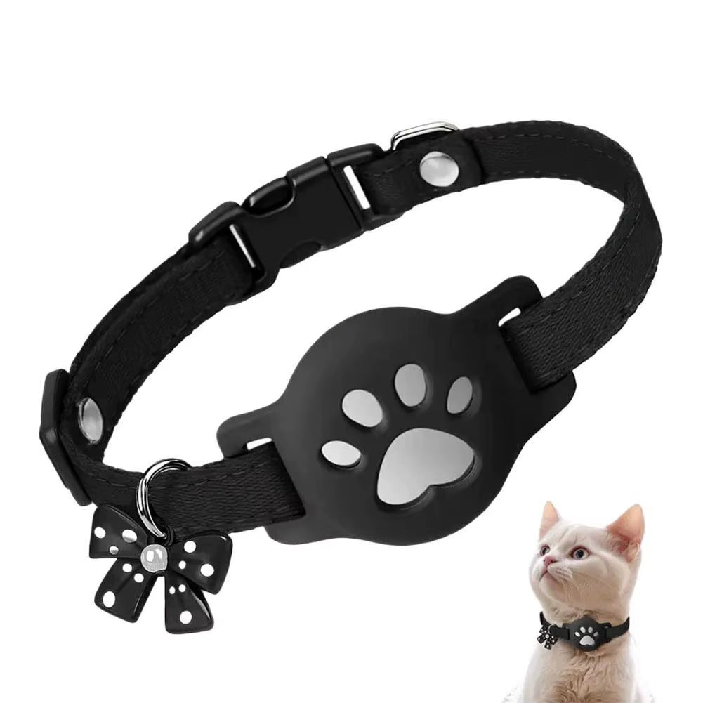 Airtag Cat Collar – Polka Dot Bow, Locator & Tracker, Adjustable