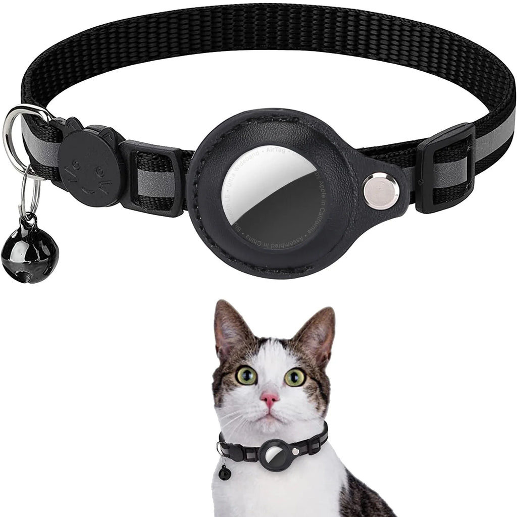 Cat AirTag Holder Collar with Breakaway Safety, Reflective Strips, and Waterproof Design - Adjustable Kitten Collar with Bell