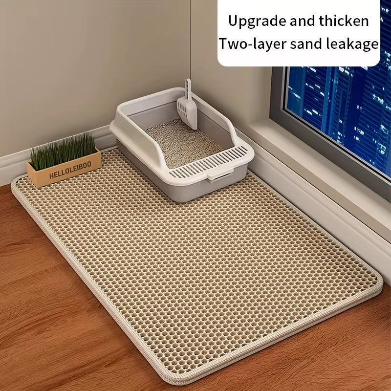 Revolutionary Large Cat Litter Mat - Advanced Honeycomb Design for Effortless Clean-Up and Ultimate Scatter Control