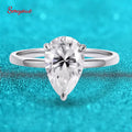 Pear Cut Moissanite Ring 1–4CT  – 18K Plated S925 Silver Solitaire Wedding Band