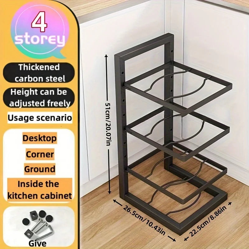Adjustable Kitchen Pot Rack – Stainless Steel Multi-Layer Organizer