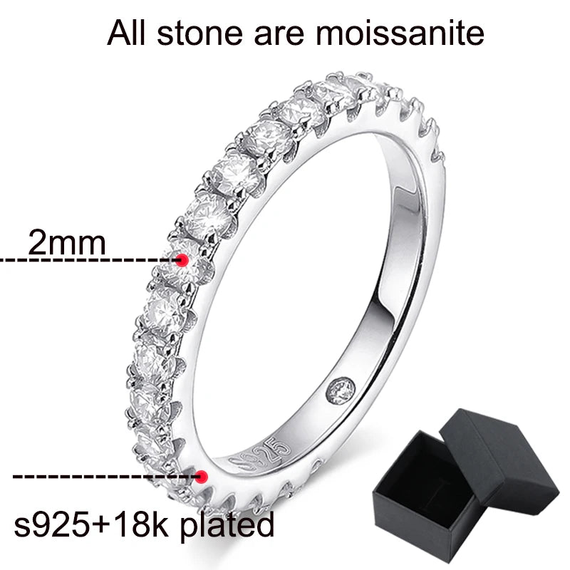 Moissanite Ring 0.6–4.15CT  – 18K Plated S925 Silver Wedding Band