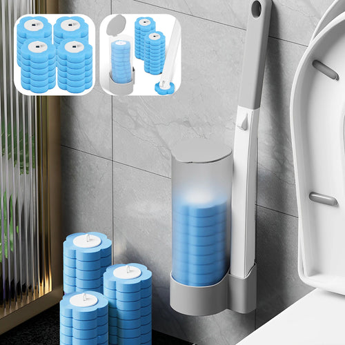24/72Pcs Disposable Toilet Brush Set – Long Handle with Wall-Mount Holder