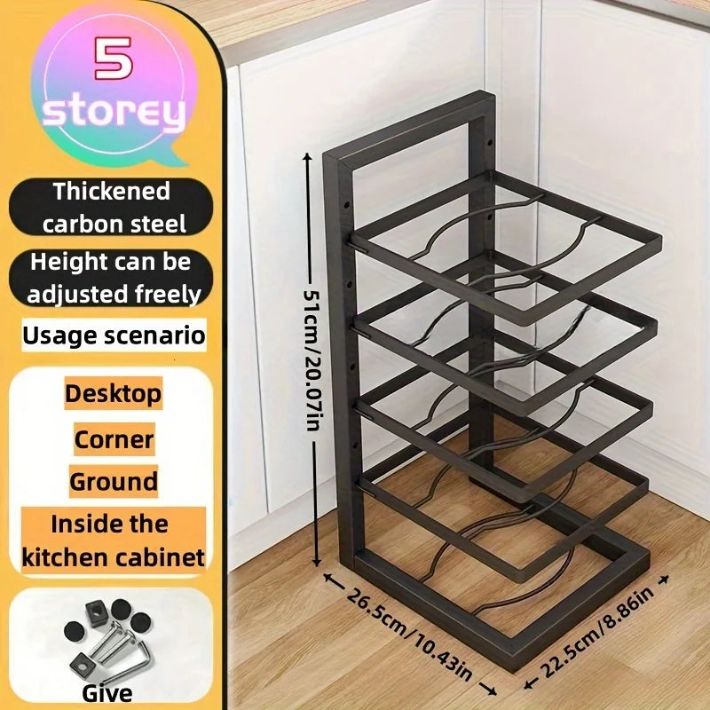 Adjustable Kitchen Pot Rack – Stainless Steel Multi-Layer Organizer