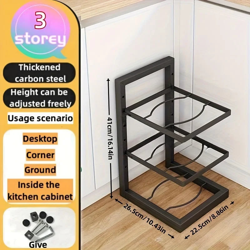 Adjustable Kitchen Pot Rack – Stainless Steel Multi-Layer Organizer