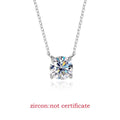 White Gold Moissanite Necklace – Classic Four-Claw Pendant, S925 Silver