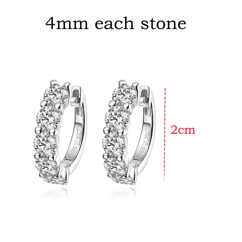 Moissanite Hoop Earrings 2/3CT  – 18K Plated S925 Silver, D Color Sparkle