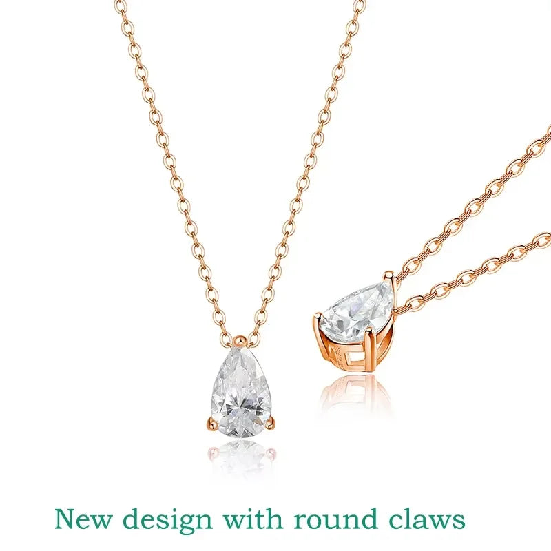 Pear Cut 1–4CT  Moissanite Necklace – 18K Gold Plated S925 Silver Pendant
