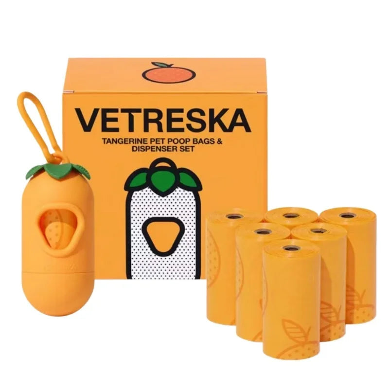 7 Rolls Dogs Poop Bags Dispenser Strawberry Scented Eco Friendly Dogs Waste Bag Thick Biodegradable Puppy Garbages Bag Collect