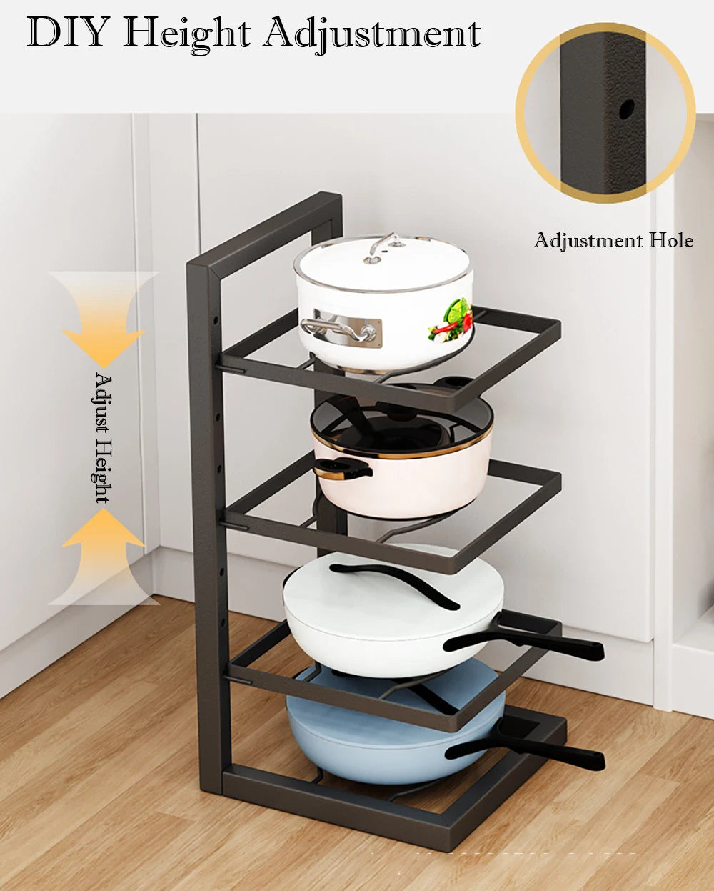 Adjustable Kitchen Pot Rack – Stainless Steel Multi-Layer Organizer