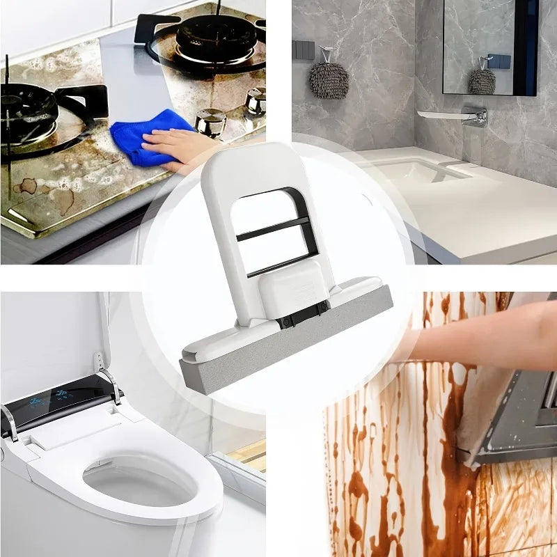 Effortless Cleaning with Portable Foldable Wet Dry Mop - 2 Removable Heads & Ergonomic Handle!