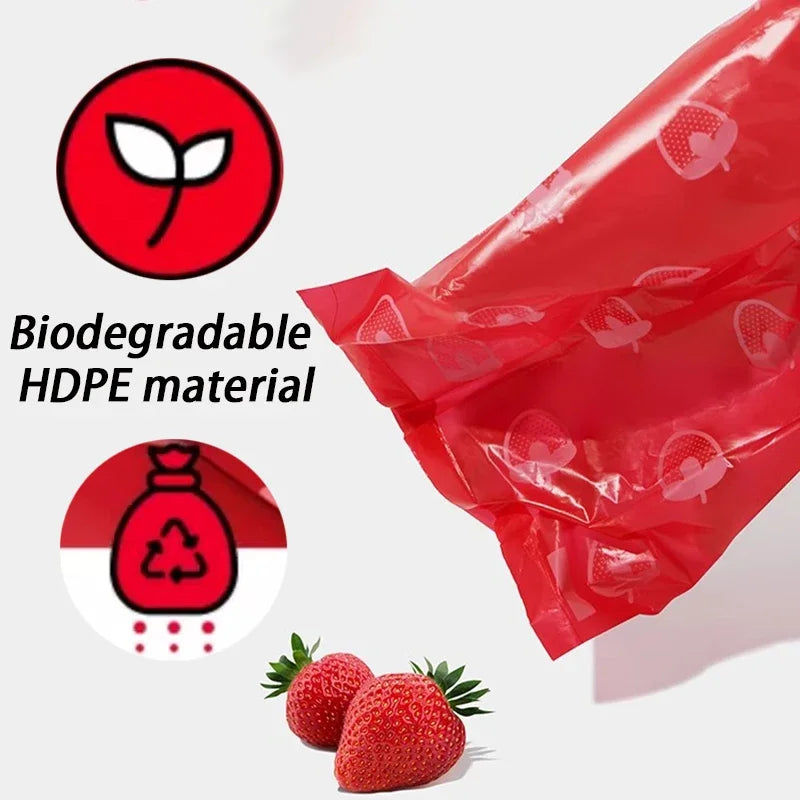 7 Rolls Dogs Poop Bags Dispenser Strawberry Scented Eco Friendly Dogs Waste Bag Thick Biodegradable Puppy Garbages Bag Collect