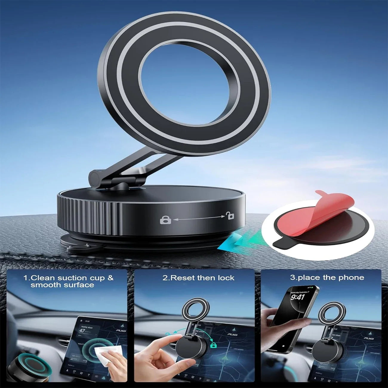 Upgraded Magnetic 2026  Car Phone Holder – 360° Rotatable, Foldable, Zinc Alloy & ABS