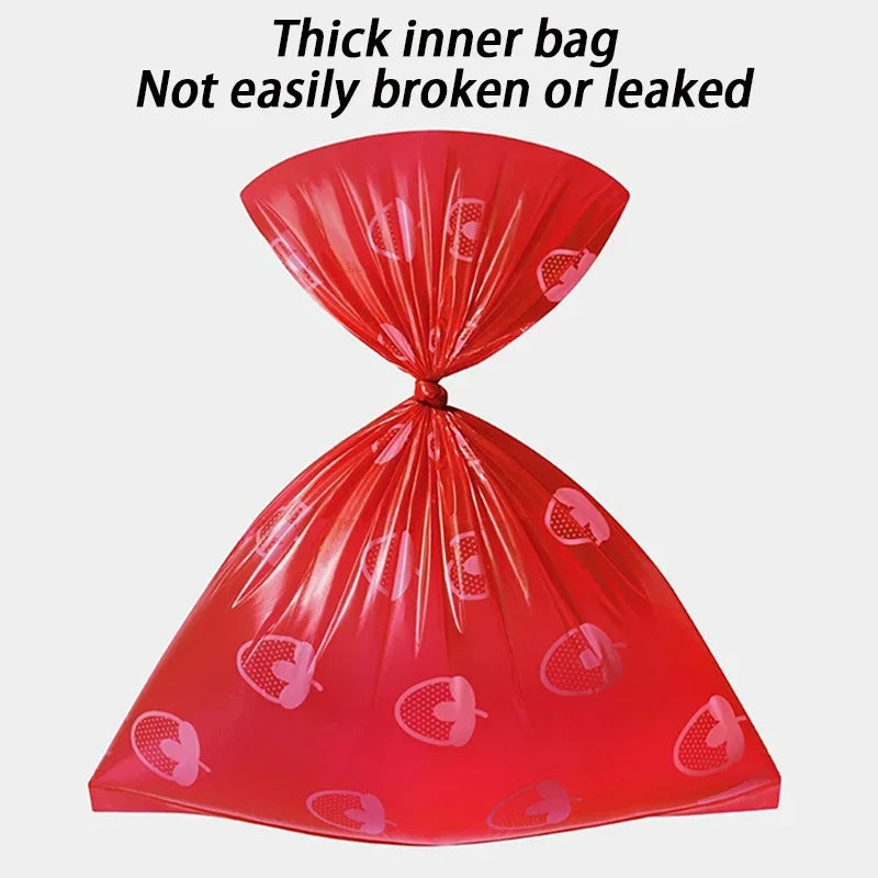 7 Rolls Dogs Poop Bags Dispenser Strawberry Scented Eco Friendly Dogs Waste Bag Thick Biodegradable Puppy Garbages Bag Collect