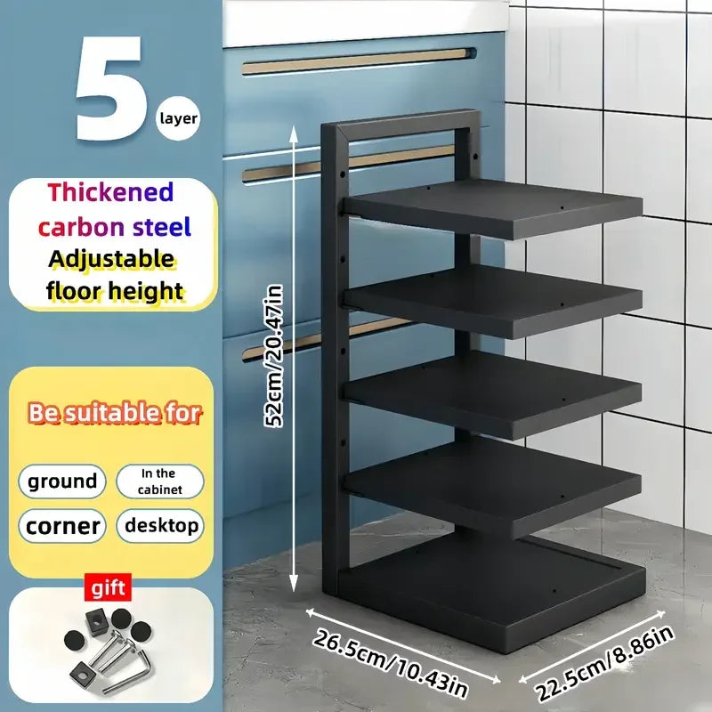 Adjustable Kitchen Pot Rack – Stainless Steel Multi-Layer Organizer