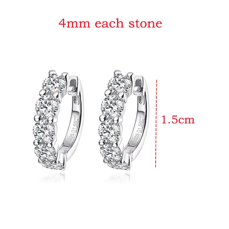 Moissanite Hoop Earrings 2/3CT  – 18K Plated S925 Silver, D Color Sparkle