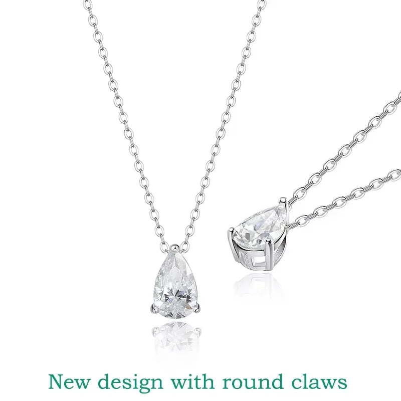 Pear Cut 1–4CT  Moissanite Necklace – 18K Gold Plated S925 Silver Pendant