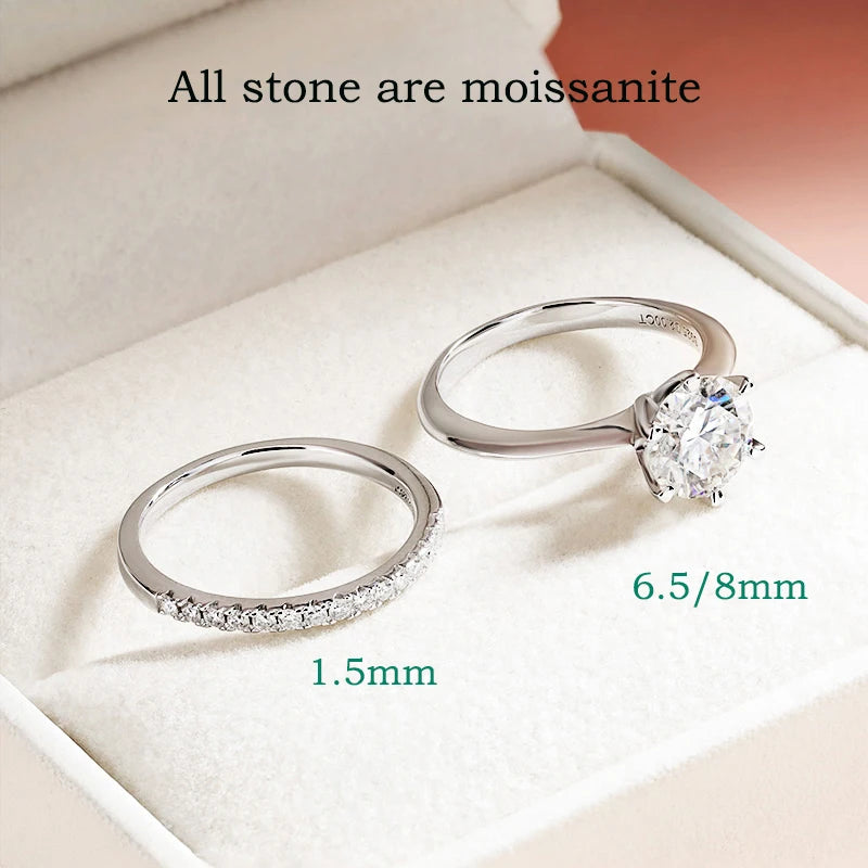 Moissanite Wedding Ring 0.23–2.23CT  – 18K Plated S925 Silver, Couple Sets