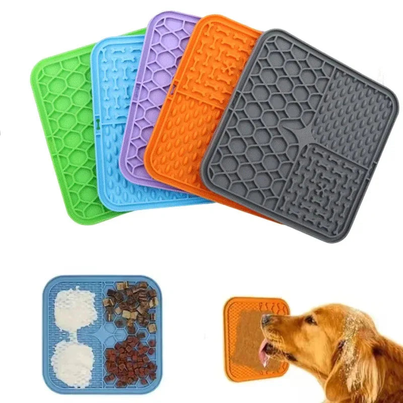 Pet Lick Silicone Mat – Slow Feeder & Training Dog Food Plate