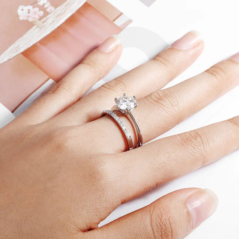 Moissanite Wedding Ring 0.23–2.23CT  – 18K Plated S925 Silver, Couple Sets