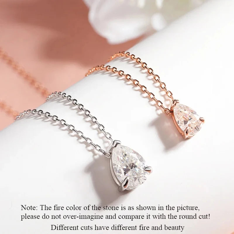 Pear Cut 1–4CT  Moissanite Necklace – 18K Gold Plated S925 Silver Pendant