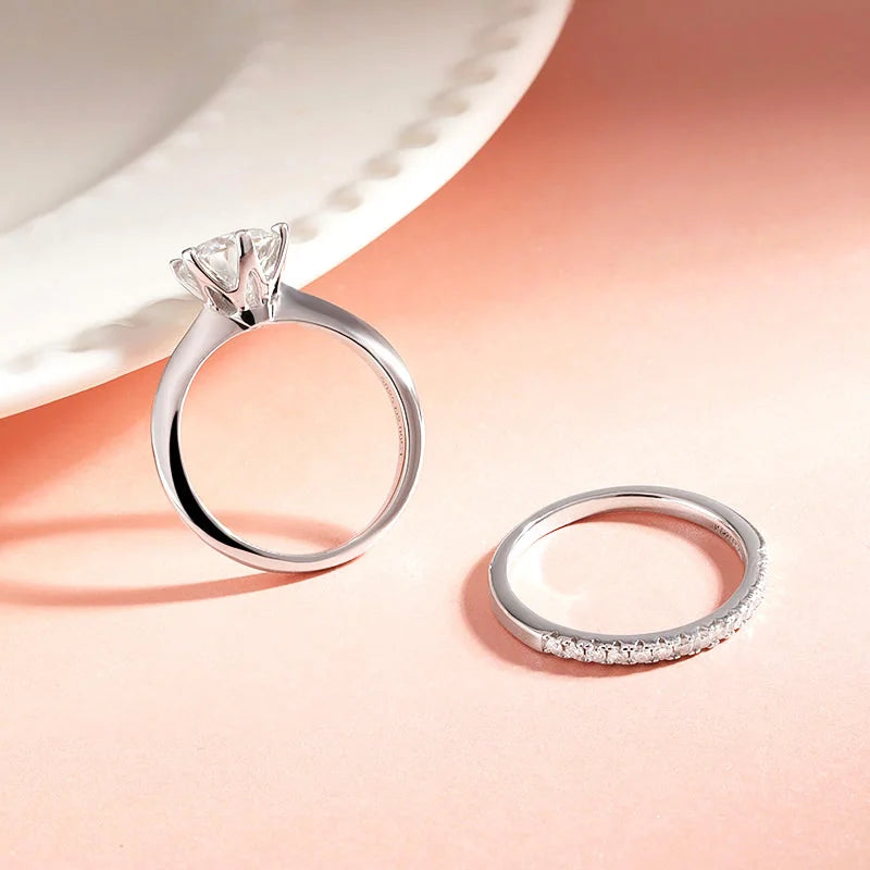 Moissanite Wedding Ring 0.23–2.23CT  – 18K Plated S925 Silver, Couple Sets
