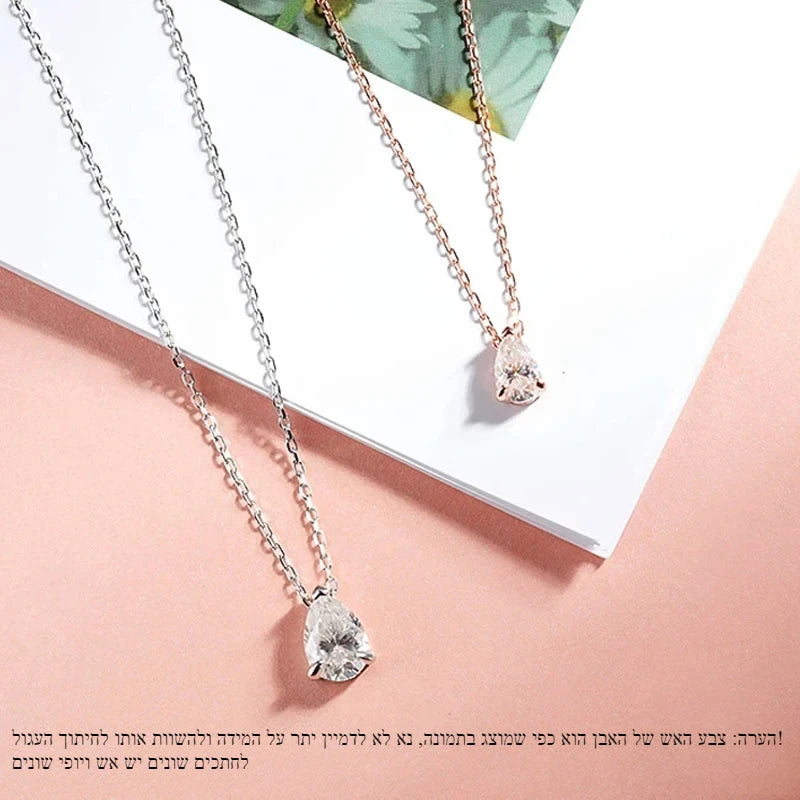 Pear Cut 1–4CT  Moissanite Necklace – 18K Gold Plated S925 Silver Pendant