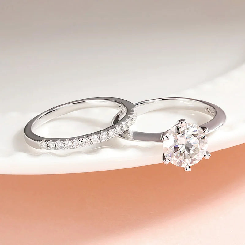 Moissanite Wedding Ring 0.23–2.23CT  – 18K Plated S925 Silver, Couple Sets