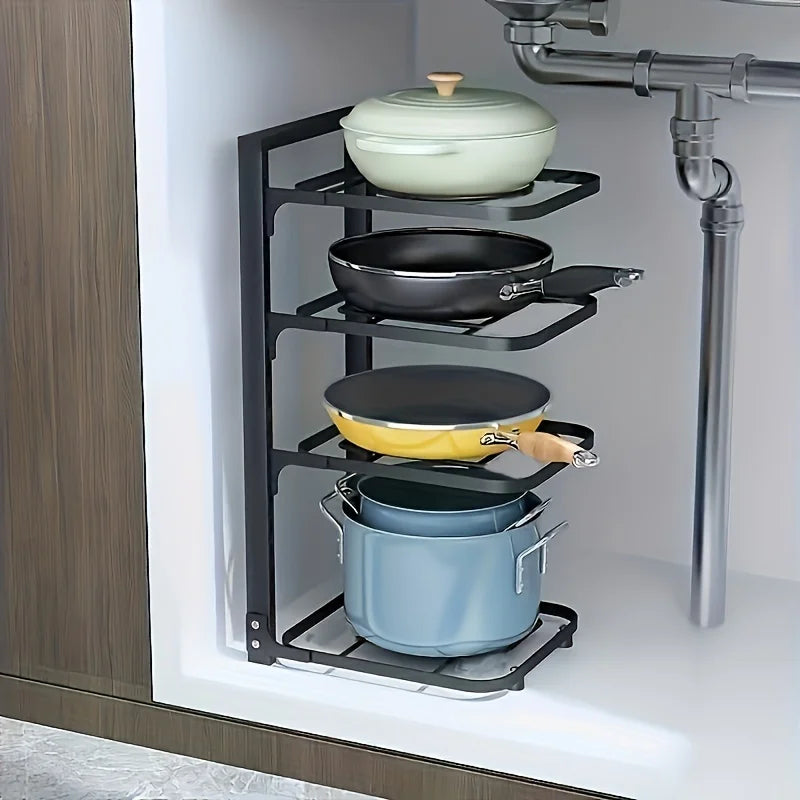 Adjustable Kitchen Pot Rack – Stainless Steel Multi-Layer Organizer
