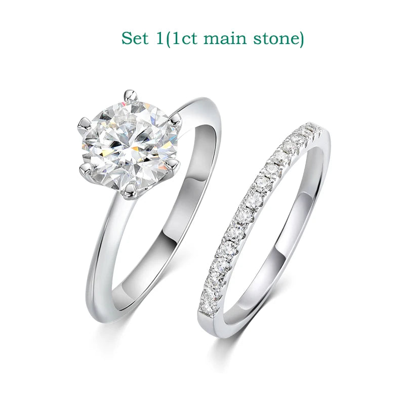 Moissanite Wedding Ring 0.23–2.23CT  – 18K Plated S925 Silver, Couple Sets