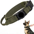 AirTag Tactical Dog Collar – Adjustable with Handle & Metal Buckle