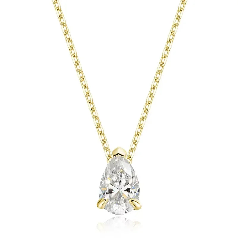 Pear Cut 1–4CT  Moissanite Necklace – 18K Gold Plated S925 Silver Pendant