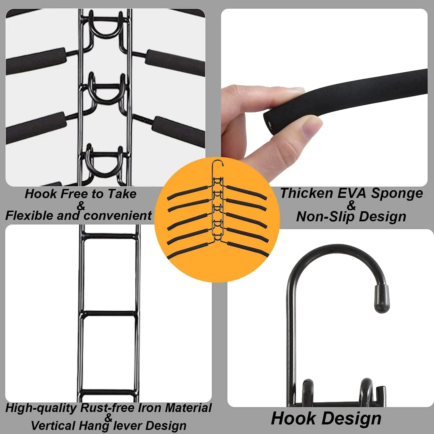 5-Piece Multi-Tier Hanging Closet Organizer – Space-Saving Clothes Hanger