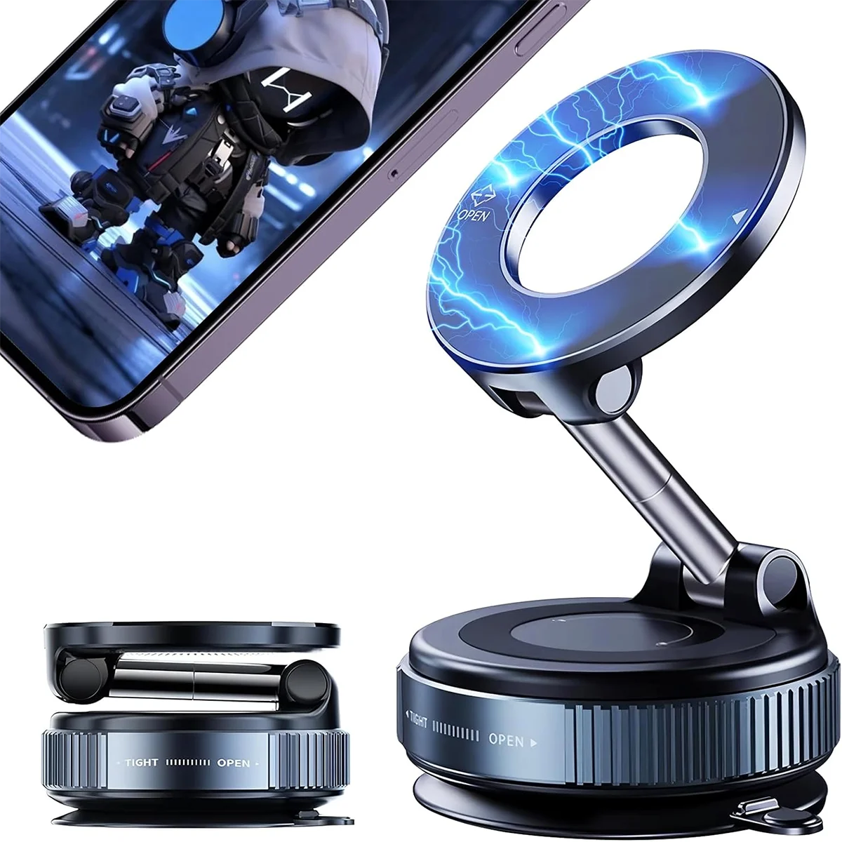 Upgraded Magnetic 2026  Car Phone Holder – 360° Rotatable, Foldable, Zinc Alloy & ABS
