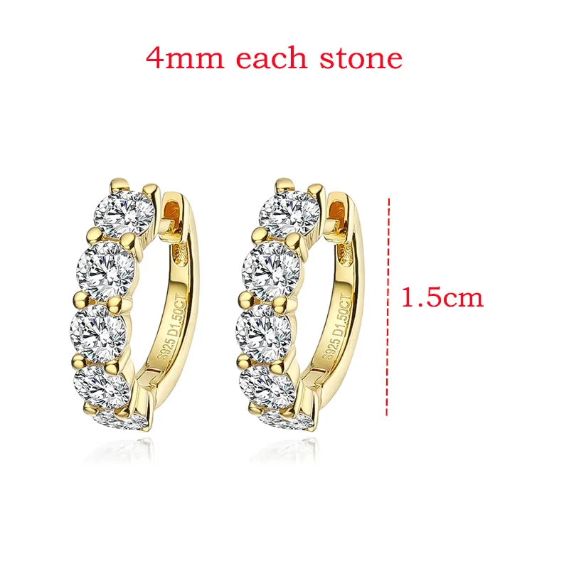 Moissanite Hoop Earrings 2/3CT  – 18K Plated S925 Silver, D Color Sparkle