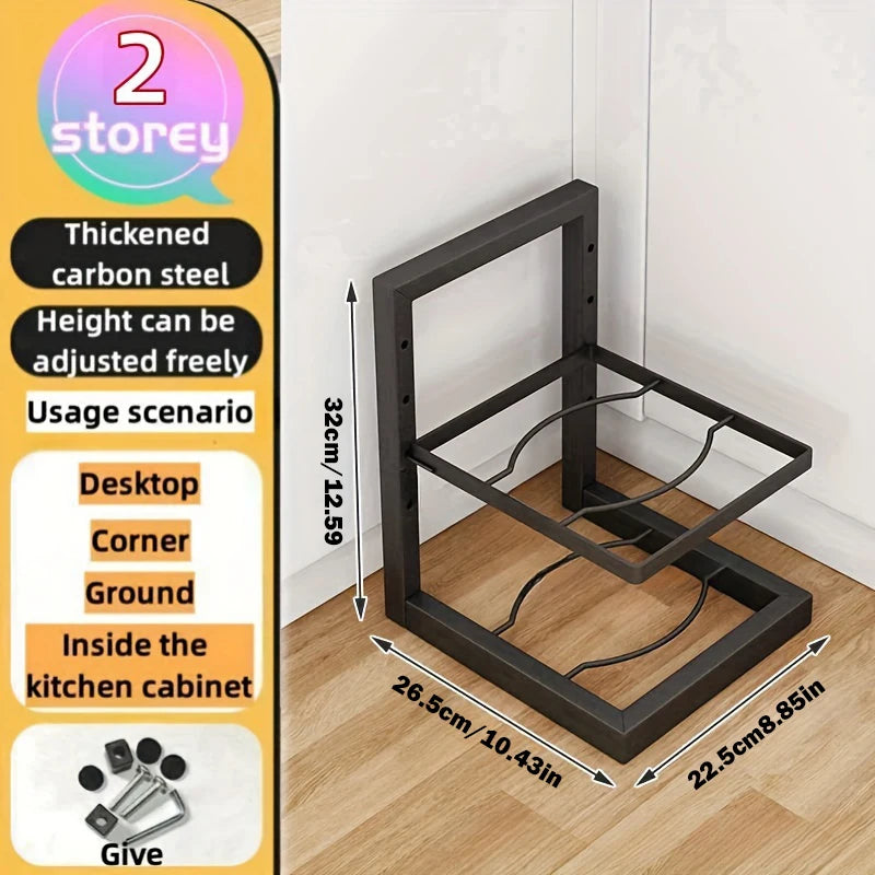 Adjustable Kitchen Pot Rack – Stainless Steel Multi-Layer Organizer